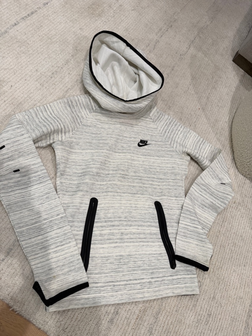 Nike Light Gray Heather Hoodie with Black Accents XS
